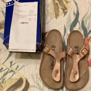 Birkenstock gizeh metallic rose gold sandal 37
